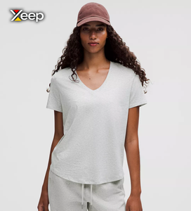 เสื้อยืดออกกำลังกายผู้หญิง XEEP แบบสบายๆ น้ำหนักเบา ทรงหลวม แขนสั้น ระบายอากาศดี คอวี ปักลายตัวอักษร - Product Image 2
