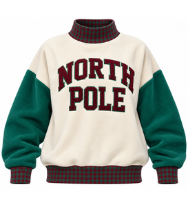 Custom <b>Women's</b> Oversized Mock Neck <b>Sweatshirt</b> <b>Christmas</b> Crystal Applique Embroidery Cotton Fleece Long Sleeve Winter Pullover - Product Image 5