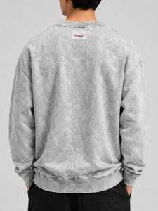 Sudadera Personalizada para Hombre con Efecto Desgastado y Opción de Bordado, Tejido Suave y Aspecto Lavado, Sudadera de Moda para Hombre con Efecto Desgastado - Product Image 5