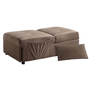 1pc <b>Brown</b> Velvet Tufted Modern Lift Top Storage Bench Solid Wood <b>Sofa</b> <b>Bed</b> with Pull Out Feature Home Furniture - Product Image 3