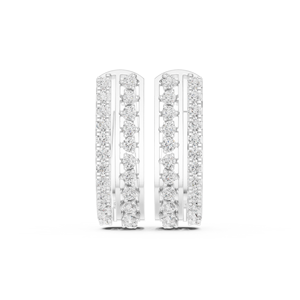Pendientes de Aro de Plata de Ley 925 de Lujo con Diamantes Redondos de Corte Brillante Engastados en Canal para Mujer, Uso Diario - Product Image 2