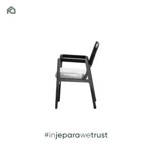 Fauteuil moderne en teck massif avec assise en rotin tressé à la main, construction à mortaise et tenon, coussin imperméable, confortable et portable pour appartement - Product Image 3