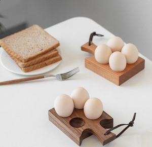 Handmade Acacia Wood Egg Holder Tray Kitchen <b>Rack</b> for Serving Trays for Refrigerator Use Made in India - Product Image 4