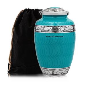 โกศบรรจุอัฐิสีฟ้าลายดอกไม้สลักลายตามสั่งสำหรับผู้ใหญ่  สำหรับเก็บอัฐิในพิธีศพ  ของที่ระลึกสำหรับครอบครัว  โกศโลหะสำหรับเก็บอัฐิมนุษย์ - Product Image 2