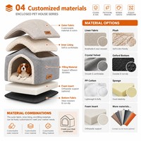 Vente en gros de lits pour chats et petits chiens, confortables, doux, chauds, en tissu uni, avec ouverture frontale, emballés dans un carton