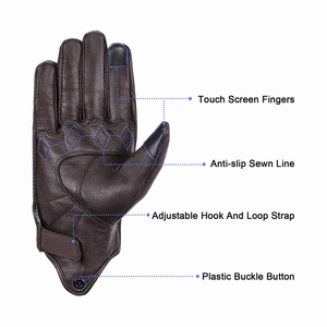 Guantes de Motocicleta de Cuero Marrón Vintage, con Pantalla Táctil, Térmicos y de Protección - Product Image 6