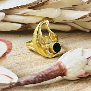 Nouvelle Collection 2026 : Bagues Gothiques Lune en Laiton Plaqué Or 18 carats avec Onyx Noir – Bijoux Célestes pour Femme – Vente en Gros/OEM/ODM - Product Image 5
