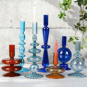 Bắc Âu Glass Taper <span class=keywords><strong>Candle</strong></span> Holders Phòng Trang Trí Nội Thất Khách Lãng Mạn Nến Chủ Đám Cưới Sinh Nhật Bữa Ăn Tối Trang Trí - Product Image 1