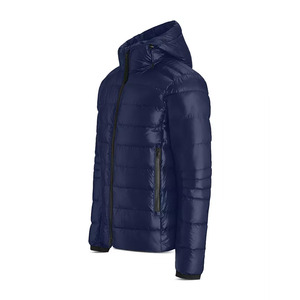 Veste matelassée à capuche noire pour homme, col montant, fermeture éclair, coupe-vent, décontractée, hiver, coupe ajustée, 100% polyester, rembourrage en duvet - Product Image 5