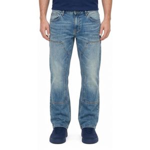 Pantalones Vaqueros de Mezclilla Casuales para Hombre, Corte Recto, 100% Algodón, Color Azul Medio, Ajuste Regular, Lavados, para Uso Diario - Product Image 2