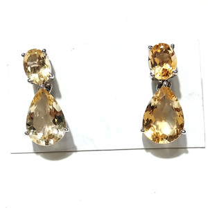 Natural Citrine <b>Drop</b> Gemstone Earrings, 925 Sterling Silver, Yellow Gemstone Jewelry Gift Birthday Earring - Product Image 2