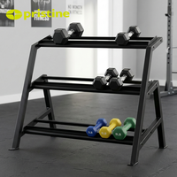 Support à haltères en fonte moderne et durable à 3 niveaux pour le rangement d'équipements de salle de sport commerciale