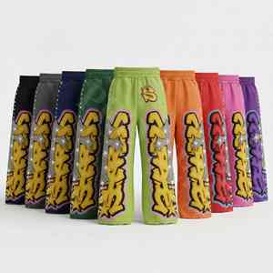 Pantalon de survêtement tendance en coton et polyester, coupe droite, style streetwear, décontracté et confortable, prix de gros abordable - Product Image 1