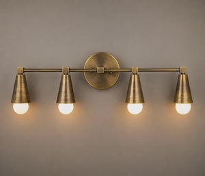 Modern Brass Wall Mount Vanity Light 4-Light Rectangle Indoor Bathroom Fixture - Product Image 3
