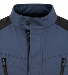 Combinaison industrielle pour homme en sergé épais bleu ardoise noir, avec col montant, fermetures éclair doubles sur la poitrine et poches renforcées aux genoux - Product Image 5