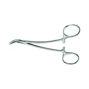 Pinces à éclats de Peutres Premium 4,5 pouces, à mâchoires courbées et angulées dentelées, avec poignée annulaire, en acier inoxydable, pour chirurgie plastique - Product Image 1