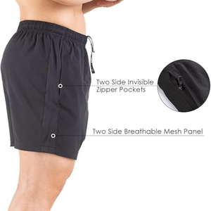 Shorts de sport respirants pour homme, lot de 2, avec cordon de serrage, séchage rapide, 92% polyester, 8% élasthanne, pour la course à pied et la salle de sport - Product Image 5