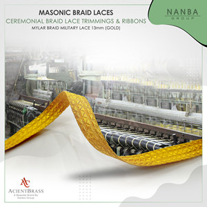 OEM Custom Gold Mylar Wire <b>Braids</b> French Lace with Handmade for Shoes Bags Uniforms Eco-Friendly Washable - Product Image 3