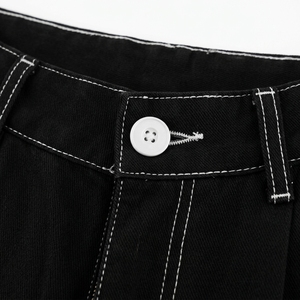 Shorts en jean baggy pour hommes et femmes, vente en gros, été, délavés, style Hip Hop Streetwear, taille mi-haute, ourlet brut, décontractés, utilitaires, style workwear, grandes poches - Product Image 5
