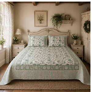 Jaipur Handmade <b>Block</b> Printed Eco-Friendly Breathable All Season 200TC <b>Bed</b> Sheet Set 3PC King Size 100% Cotton Non Toxic Dye - Product Image 5