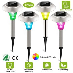 4 packs de lampes solaires étanches IP44 à changement de couleur pour allées, lampes de paysage pour jardin extérieur, éclairage de pelouse 10 heures sur 24 - Product Image 3