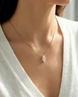 Collar con Colgante de Diamante Cultivado en Laboratorio, Corte Marquesa, Joyería Fina para Mujer, Claridad VVS, Oro Sólido de 14K, Sin Níquel, Certificado IGI