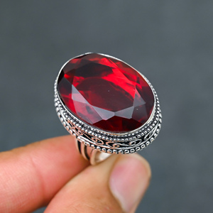 Gorgeous Hot Selling Trendy Modern Red <b>Garnet</b> Gemstone <b>Ring</b> Solid 925 Sterling <b>Silver</b> Handmade Jewelry Wholesale Factory - Product Image 2