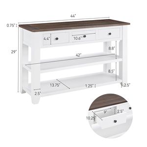 Consolle in Legno Massello di Pino dal Design Retrò con Ripiani Aperti e Gambe per Arredamento Soggiorno - Product Image 4