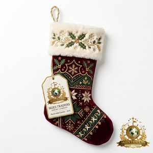 Chaussette de Noël en velours rouge de luxe en gros, avec bordure en fourrure dorée personnalisée et broderie en fil métallique, cadeau festif - Product Image 5