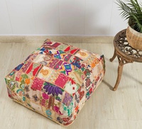 Coussins de sol bohème Housse de coussin décorative Coussin Sari Patchwork