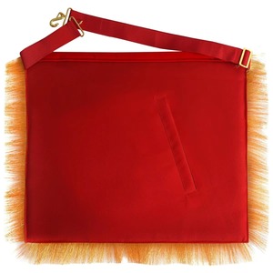 Tablier ethnique de Chapitre Royal Arch du Haut Prêtre, en velours rouge, avec franges et pompons, broderie et patch personnalisé pour votre Loge Maçonnique - En solde - Product Image 6