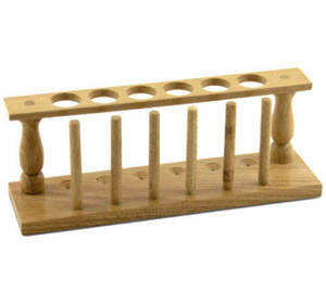 Soporte de madera profesional para laboratorio con orificios perforados, pasadores verticales para secado, personalizable OEM, capacidad de 6-12 orificios, 20 cm - Product Image 1