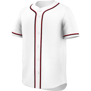Maillot de baseball unisexe à ourlet festonné, bord festonné incurvé, personnalisable, en maille respirante, boutonné sur le devant, manches courtes - Product Image 1