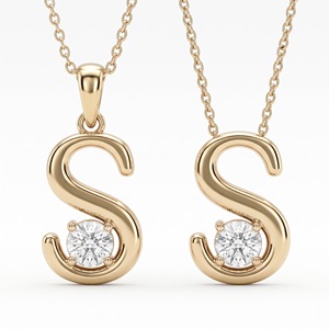 จี้เพชรตัวอักษรชุบทอง 18K สุดหรู ตัวอักษร S เพชรเลี้ยงในห้องปฏิบัติการ พร้อมเพชรทรงกลมเจียระไนแบบเหลี่ยม ของขวัญเครื่องประดับสำหรับทุกเพศ - Product Image 3