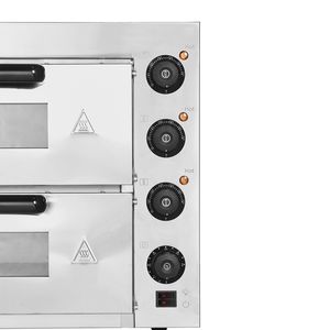 Four à pizza électrique professionnel 16 pouces à double niveau en acier inoxydable, avec poignée en pierre, équipement de cuisson polyvalent pour comptoir - Product Image 3