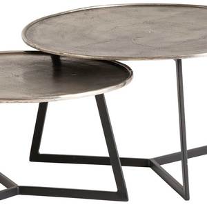 Juego de mesas de centro modernas redondas de metal con superficie martillada y estructura de hierro, diseño industrial apilable, muebles para sala de estar - Product Image 4