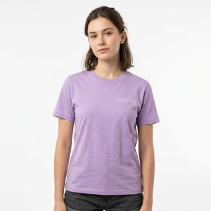 เสื้อยืดผู้หญิงผ้าฝ้ายเรียบ ทรงปกติ แขนสั้น สไตล์ลำลอง รุ่นพื้นฐาน สีม่วงลาเวนเดอร์ รับผลิตแบบ OEM ODM ขายส่ง - Product Image 1