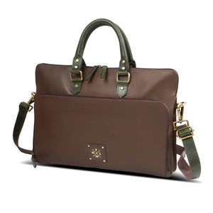 Genuine Leather Brown Large Capacity Laptop <b>Bag</b> Briefcase Crossbody <b>Computer</b> Handheld Business Travel <b>Bag</b> - Product Image 4