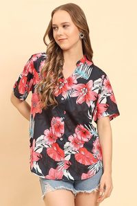 Womens Casual <b>Shirt</b> Soft Beach <b>Shirts</b> Floral Tropic Print V Neck T-<b>Shirt</b> <b>Short</b> <b>Sleeve</b> <b>Button</b> <b>Up</b> Tops - Product Image 3