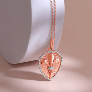สร้อยคอจี้เพชรรูปโล่เฟลอร์ เดอ ลิสสีโรสโกลด์ - Product Image 2