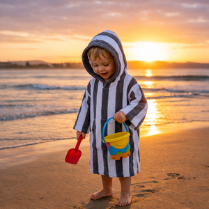 Poncho de Playa con Capucha para Niños, 100% Algodón Peinado de Fibra Larga Premium, Secado Rápido, Ecológico, Unisex, Bata de Baño para Niños Pequeños - Product Image 5