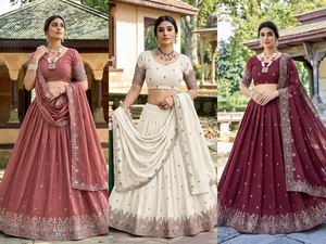 Lehenga Choli rose pour femmes avec dupatta, robe de mariage indienne traditionnelle, coupe régulière, extensible - Product Image 5