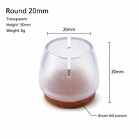 Capuchons de pieds de chaise en PVC transparent de 20 mm, housses rondes pour pieds de meubles pour la protection du sol