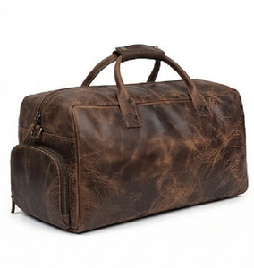 Sac de voyage de luxe en cuir véritable pour homme, grand sac de sport pour le week-end, bagage vintage de haute qualité, marron - Product Image 1