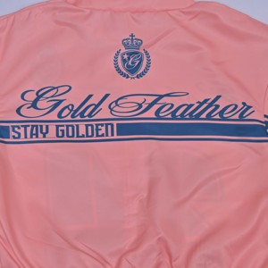 Gold <b>Feather</b> Pink Racer Jacket <b>With</b> Number 24 Print Zipper Closure Sporty Style Unisex Spring Wear Casual <b>Top</b> <b>with</b> Custom Logo - Product Image 4