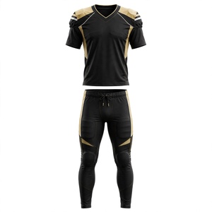 Conjunto de Uniforme de Fútbol Americano Negro y Dorado para Hombre, Sin Mangas, Transpirable, Cintura Elástica, Ajustado, de Poliéster - Product Image 1