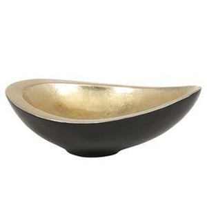 Bol décoratif rond en aluminium noir et plaqué or, design moderne, pour servir du chocolat japonais. - Product Image 1