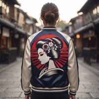 Veste de baseball en satin personnalisée Sukajan, doublure matelassée brodée, col côtelé, veste bomber souvenir japonaise, vente en gros