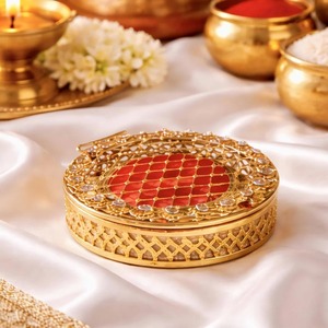 Boîte de rangement pour pièces de monnaie en velours doré Shagun pour mariage indien, étui à monnaie pour cadeau de pendaison de crémaillère, cadeaux festifs et de fête - Product Image 4