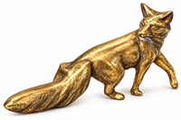 Sculpture de renard en métal artisanale, finition or antique, figurine de faune réaliste, statue de renard réaliste, œuvre d'art décorative animale